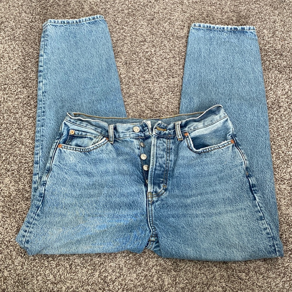 TOPSHOP Blue Denim Boyfriend Jeans